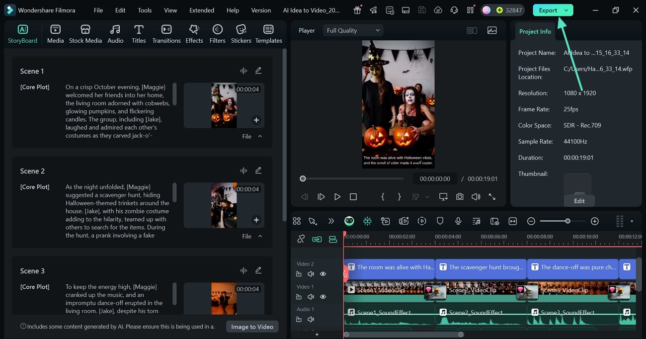 end by exporting video