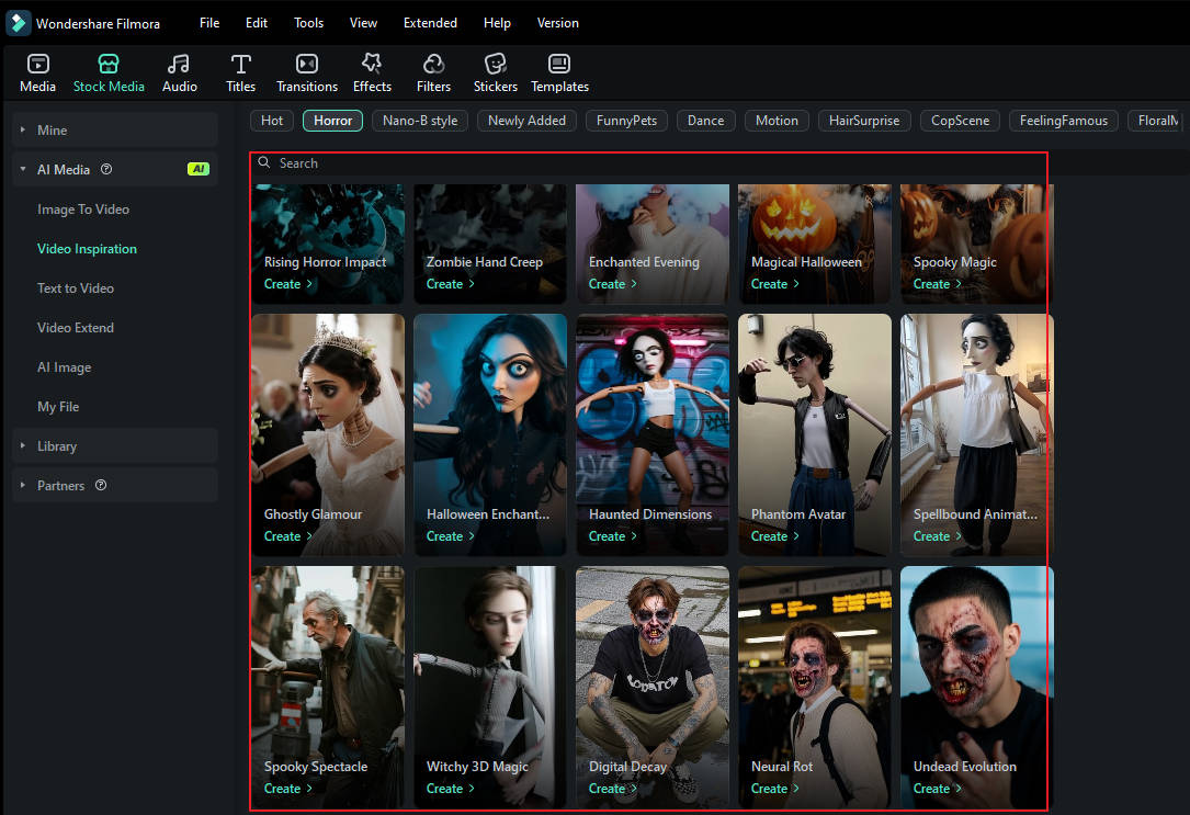 choose horror template style