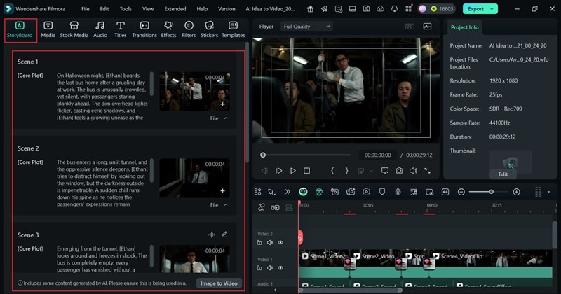 your ai video in main timeline