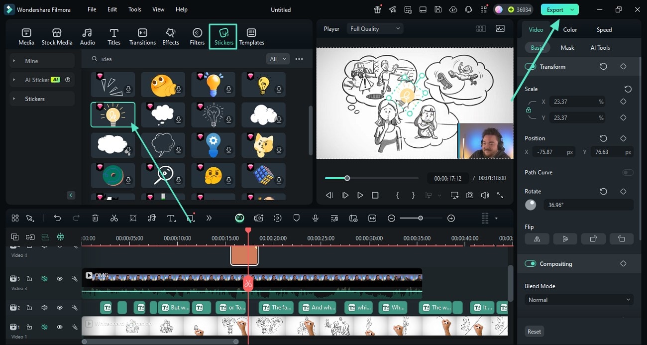 add stickers export media