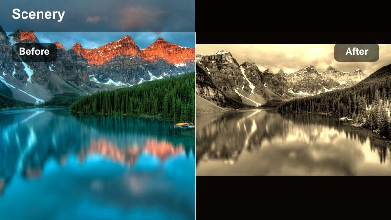 Handheld beach boardwalk scene with filmic contrast and subtle grain