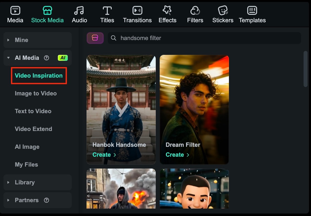 parcourir les modèles handsome filter