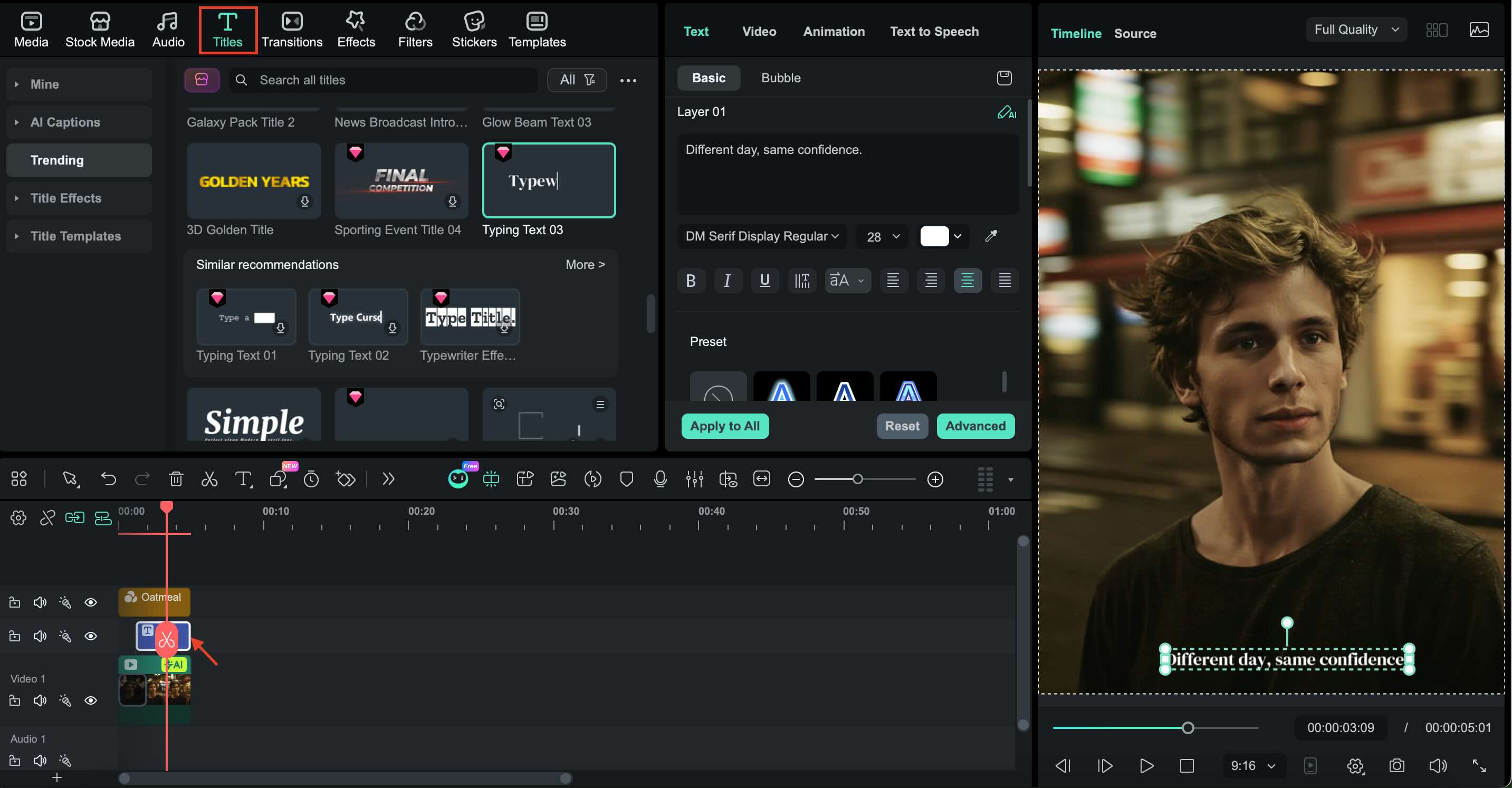 ajouter du texte au clip vidéo