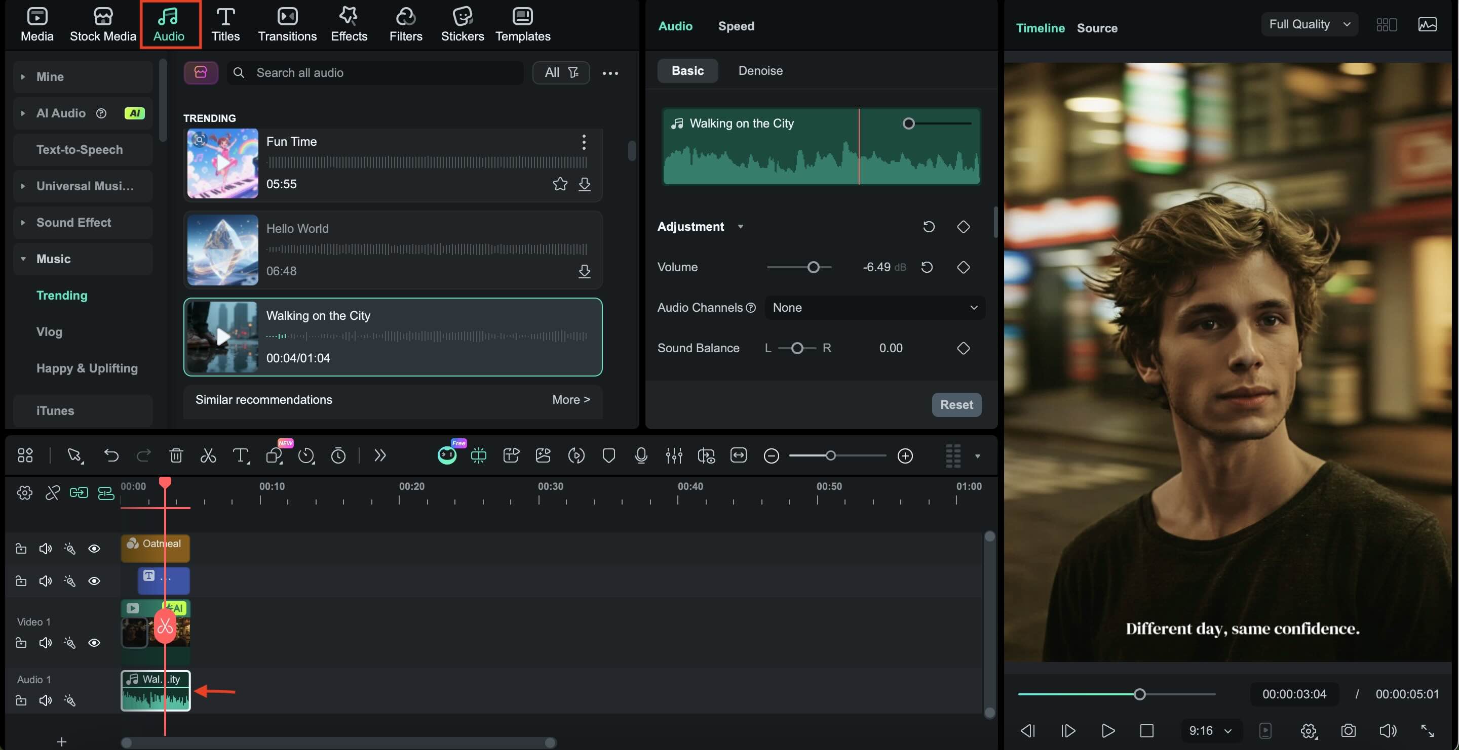 sélectionner et ajouter une musique de fond
