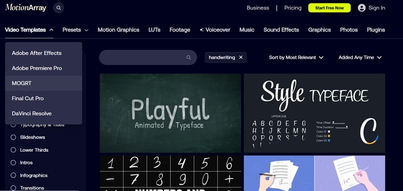 motion array handwriting mogrt templates