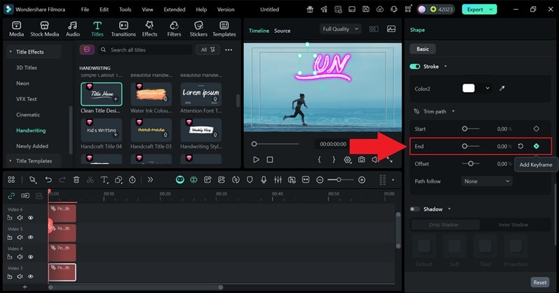 activate keyframe at the start clip