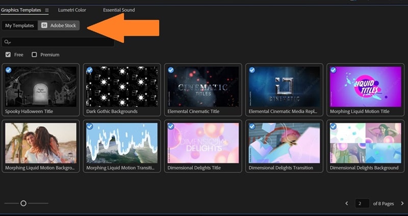 find the template in premiere pro