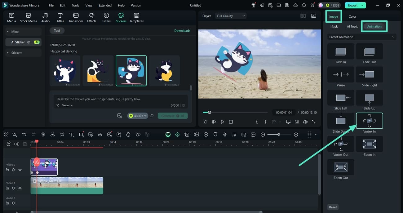 apply animation to sticker