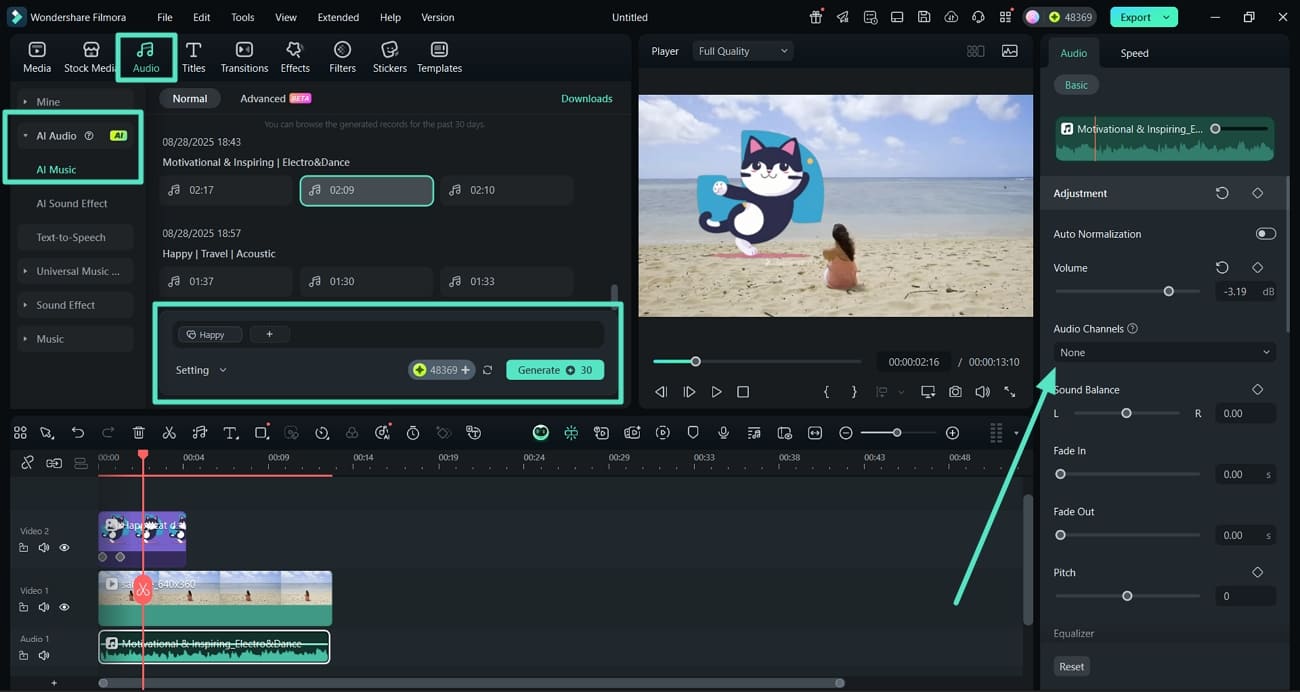 generate ai music cat video