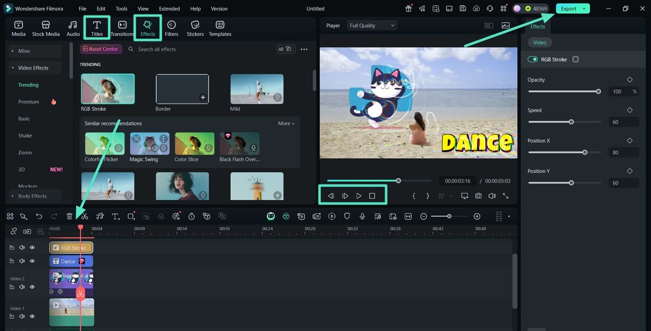 add text and effects cat gif