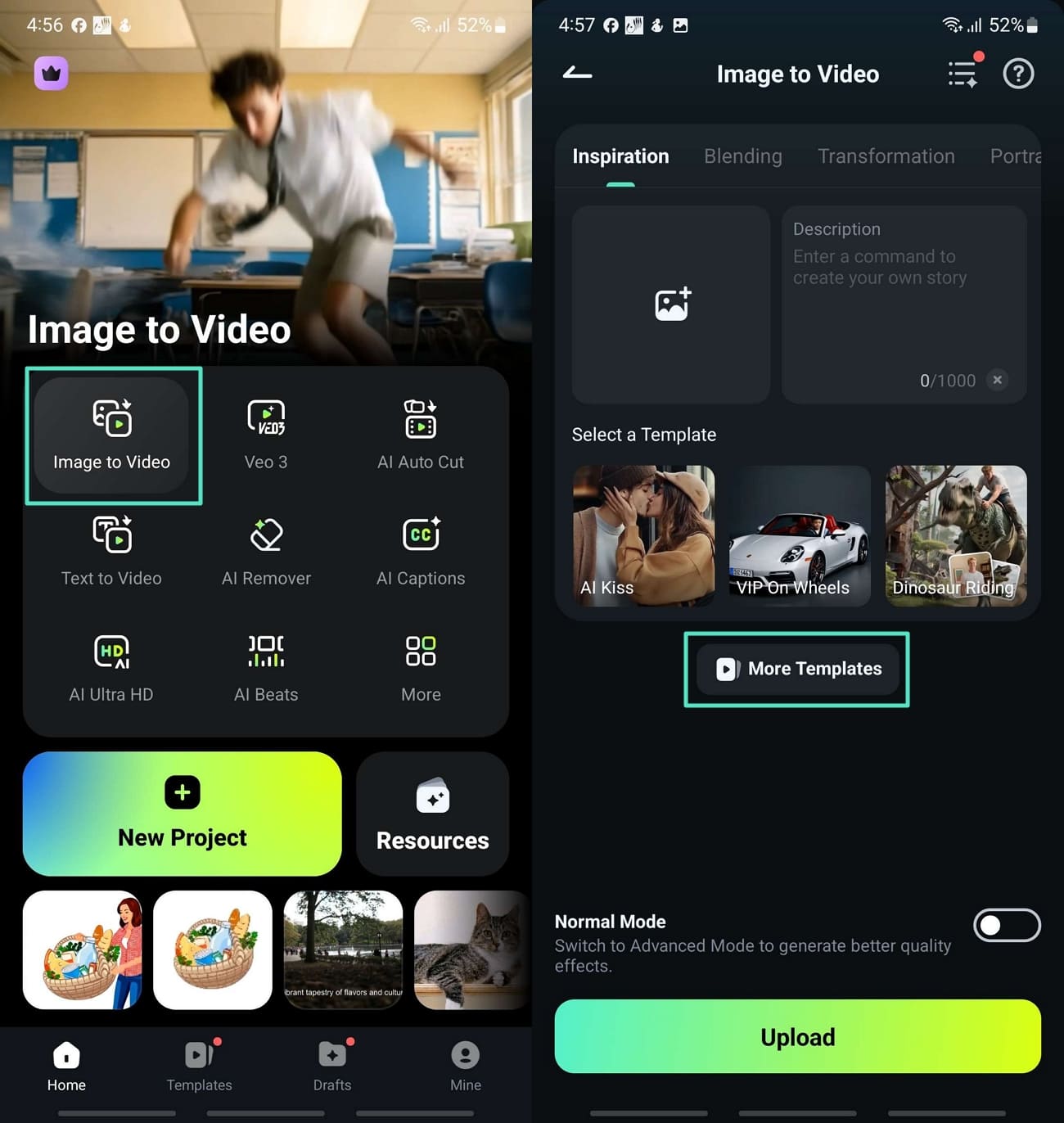 access image to video feature