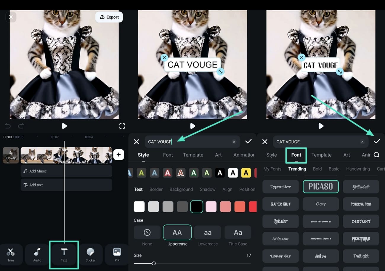 add text and edit filmora app