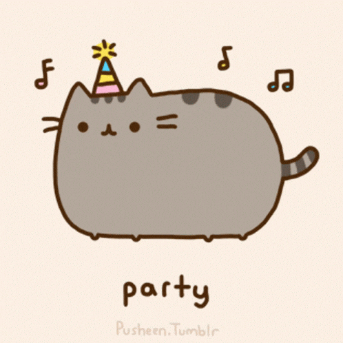 happy happy happy party cat sticker