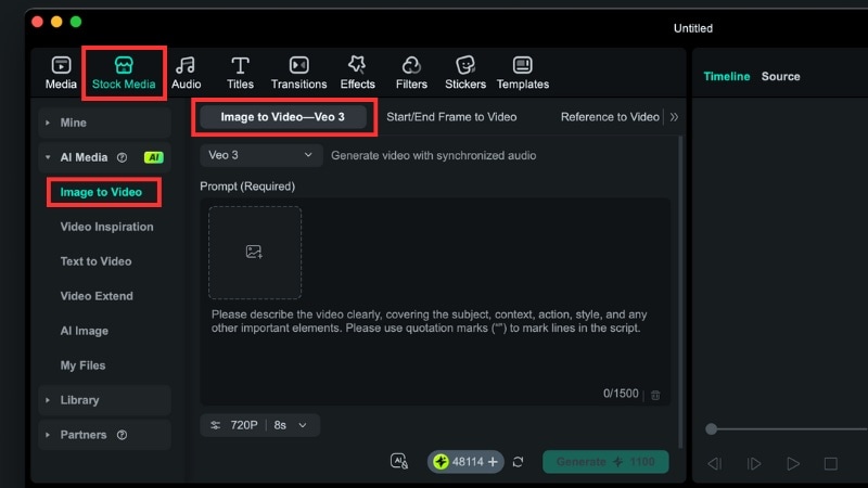 access the filmora image to video