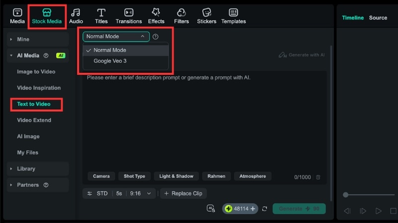 access the text to video tool