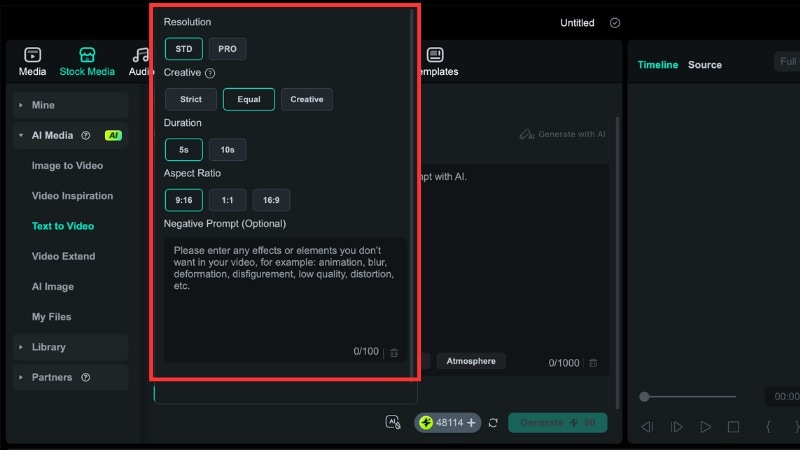 filmora ai text to video normal