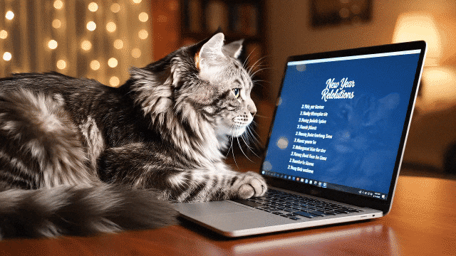 happy new year cat funny idea