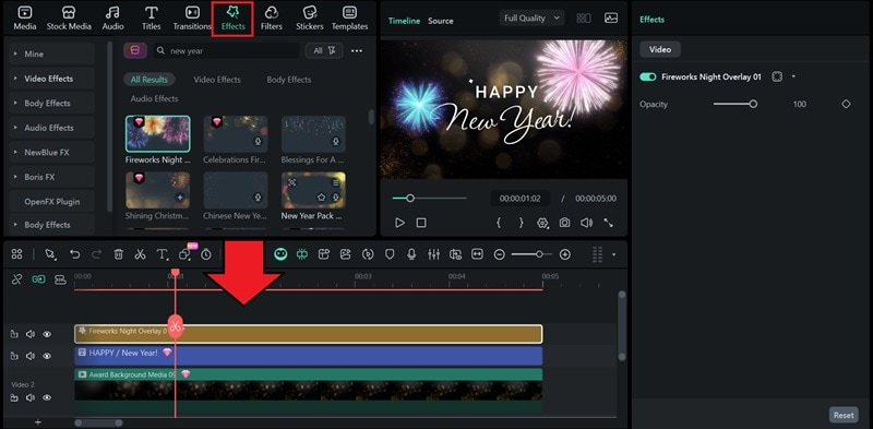 add new year effect filmora
