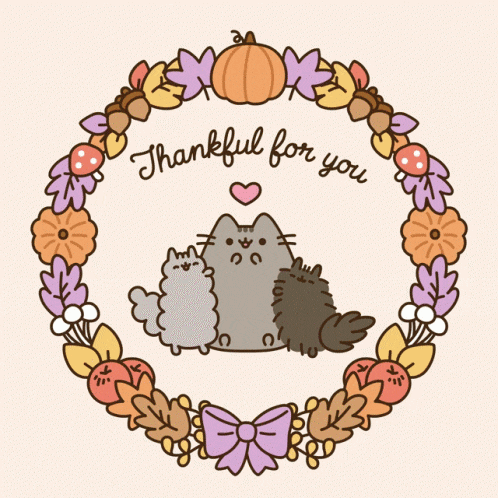 cute pusheen cat thanksgiving gif
