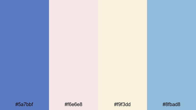 harbor dawn serenity french blue color palette with hex codes