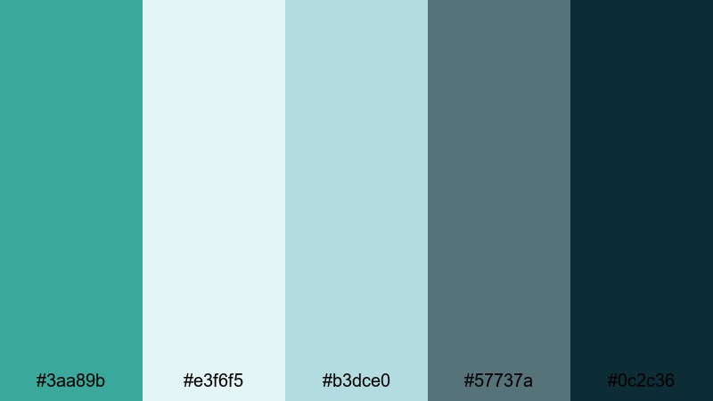 harbor glass reflections sea green color palette with hex codes