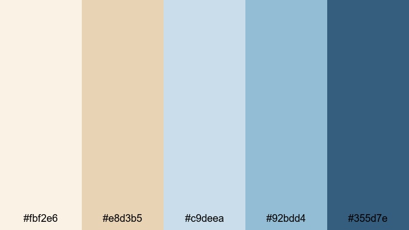 harbor mist linen blue cream color palette with hex codes
