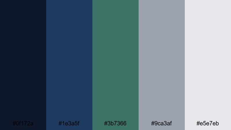 harbor mist minimal blue green gray color palette with hex codes