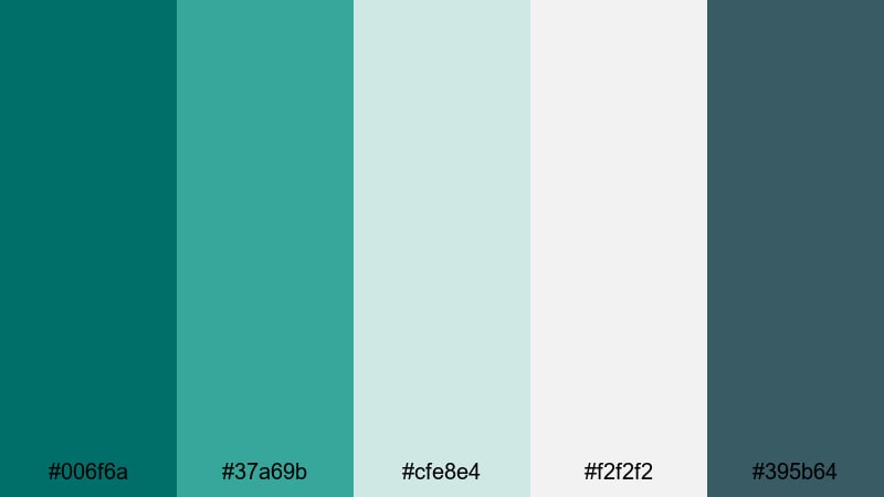 harbor mist morning teal green color palette with hex codes