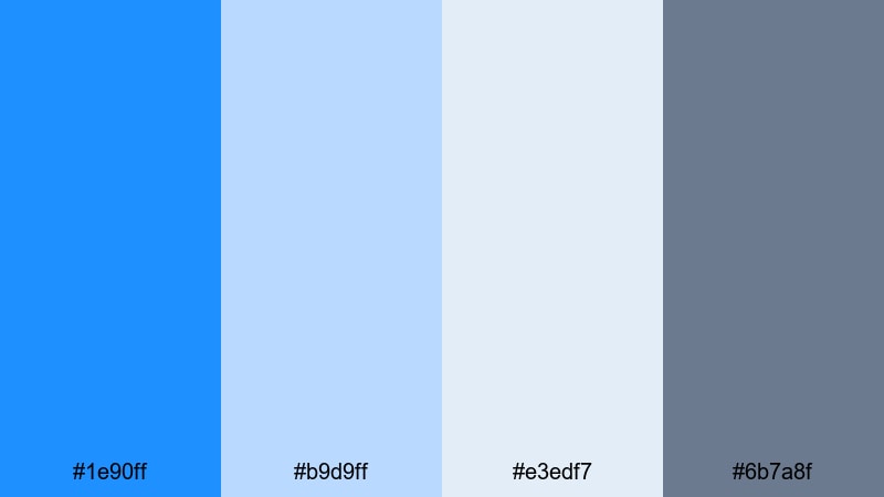 harbor mist serenity dodger blue color palette with hex codes