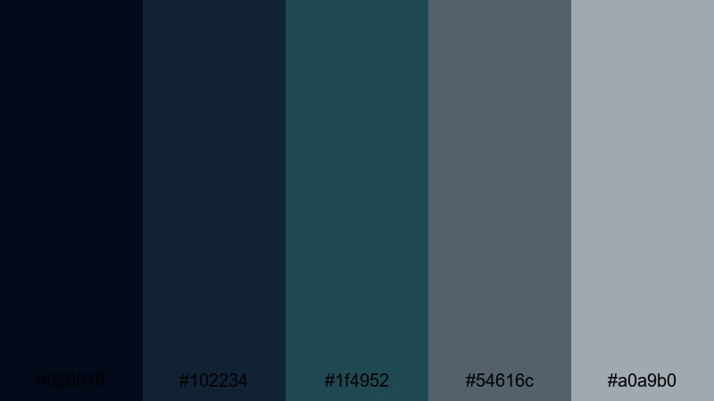 harbor night drift blue green gray color palette with hex codes