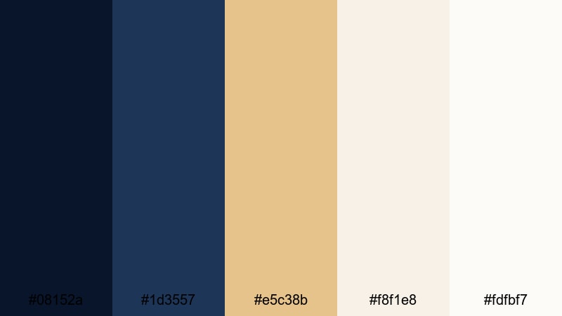 harbor pearl glow gold navy blue color palette with hex codes