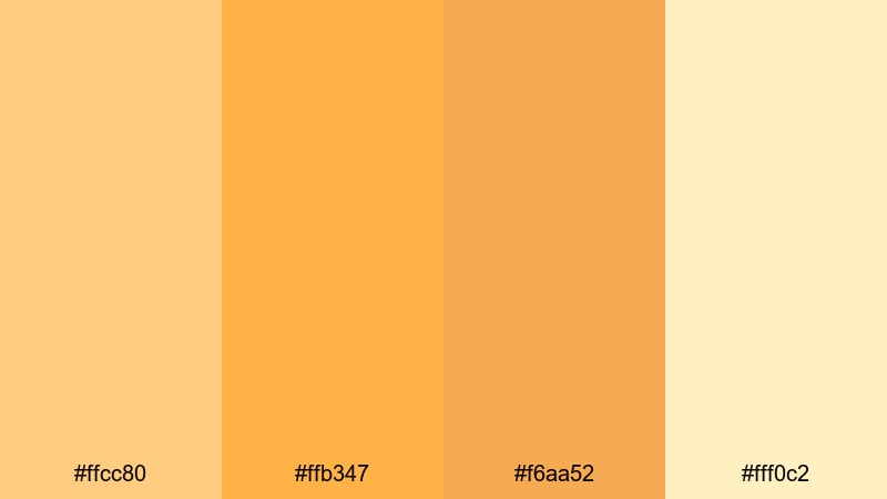 harvest bakery light orange yellow color palette with hex codes