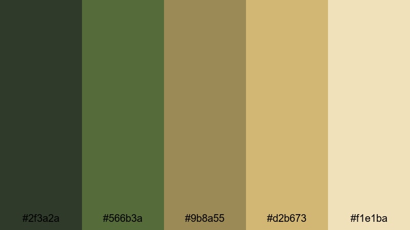 harvest festival green medieval color palette with hex codes