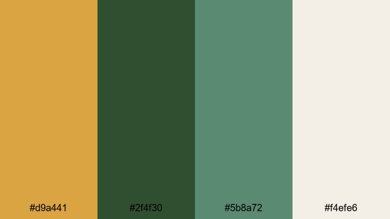harvest pine retreat gold dark green color palette with hex codes