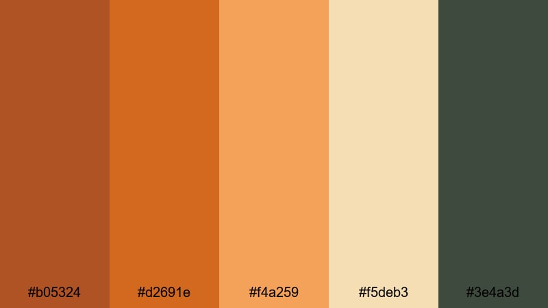 harvest pumpkin market orange color palette with hex codes