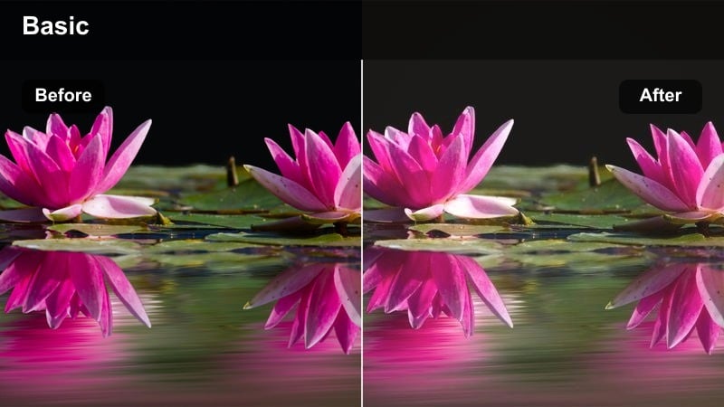 Dreamy hazy sunset over city rooftops with lifted blacks and glowing highlights.