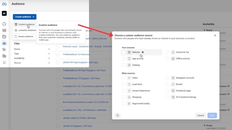 healthcare facebook ads custom audiences