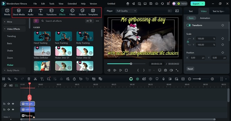 access filmora features and libraries