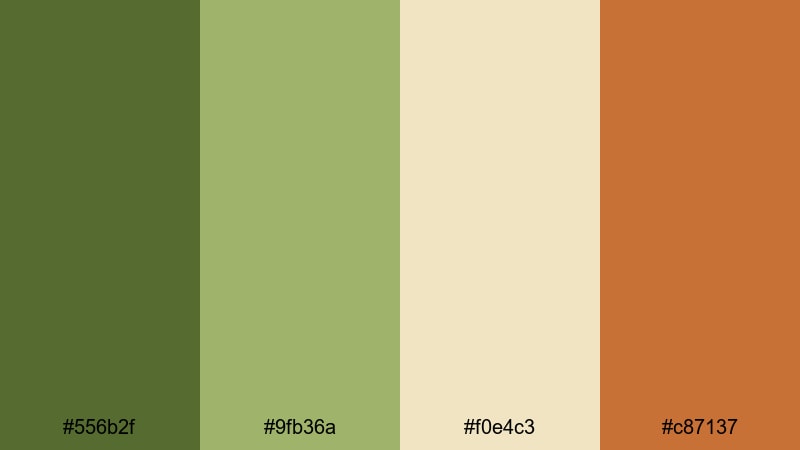 herbal market morning olive green color palette with hex codes