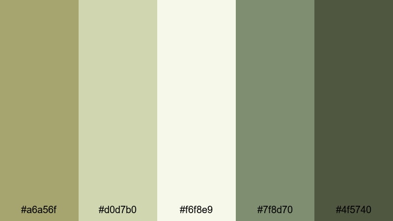 herbal sketchbook green khaki color palette with hex codes