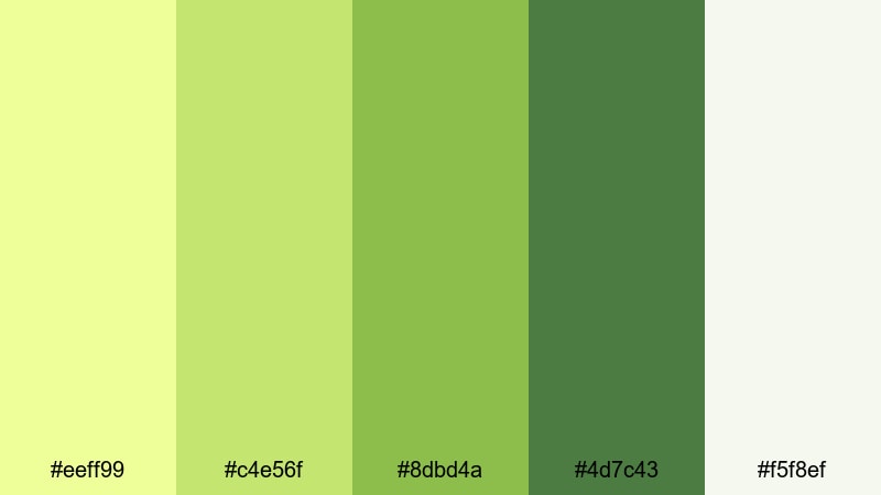 herbal tonic clean green yellow color palette with hex codes