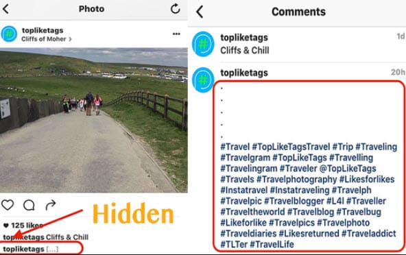 how to hide hashtag on Instagram