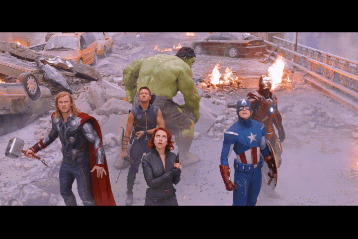 top angle shot example the avengers