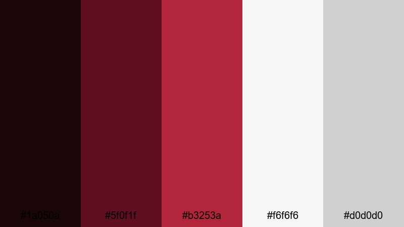 high contrast noir ruby burgundy dark red color palette with hex codes