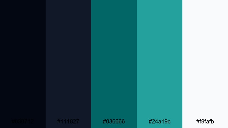 high contrast teal slate green navy blue color palette with hex codes