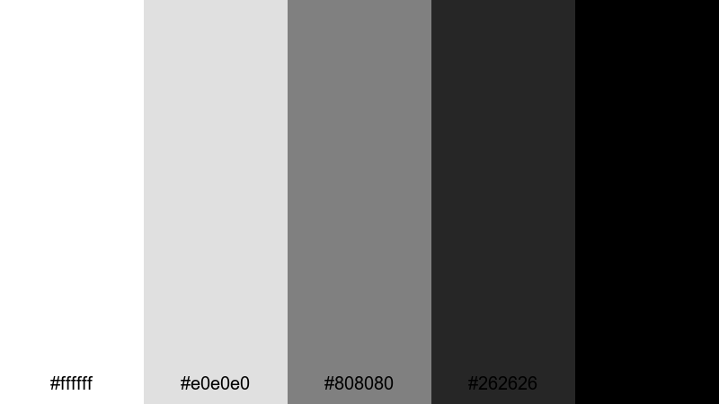 high contrast trailer white black color palette with hex codes