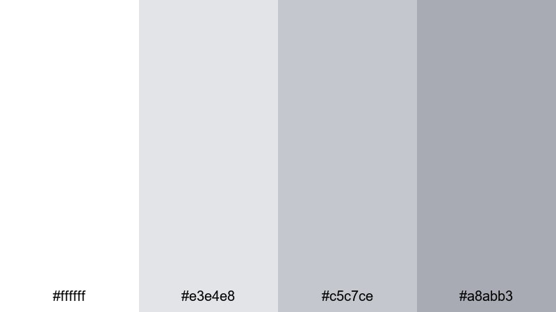 high key studio light pastel gray color palette with hex codes