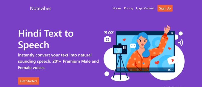 notevibes online text-to-speech hindi 