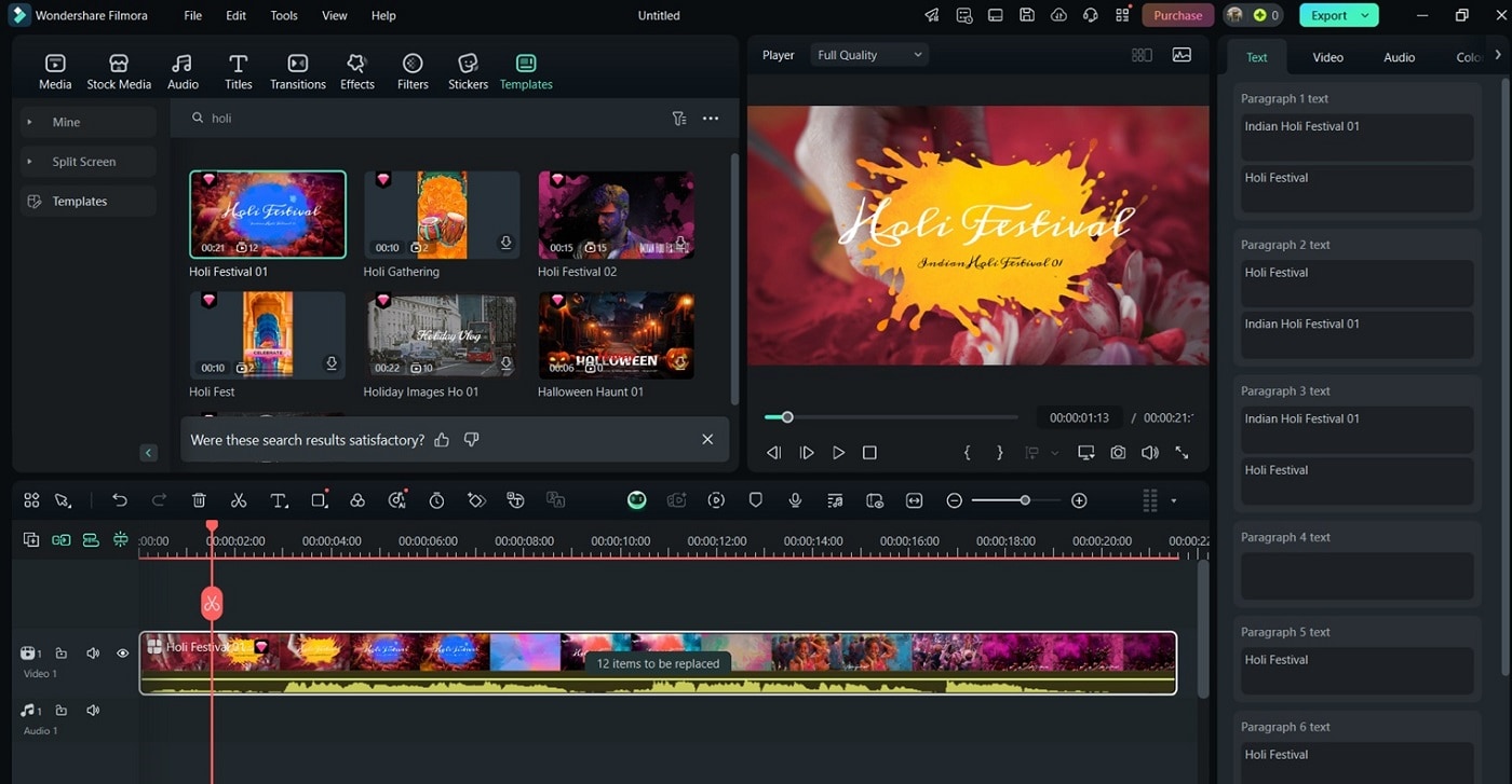 filmora editing interface