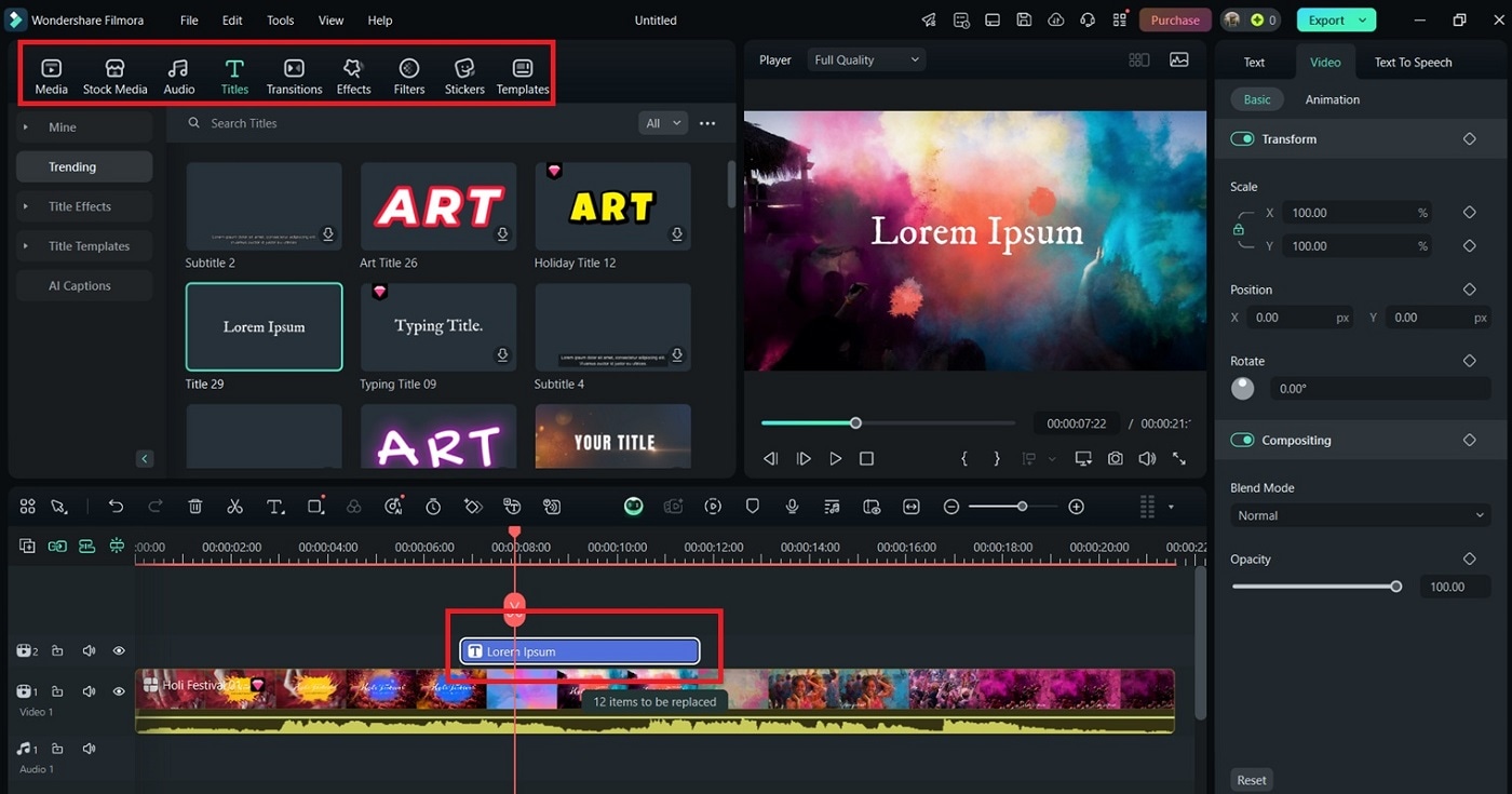 adding subtitles to project